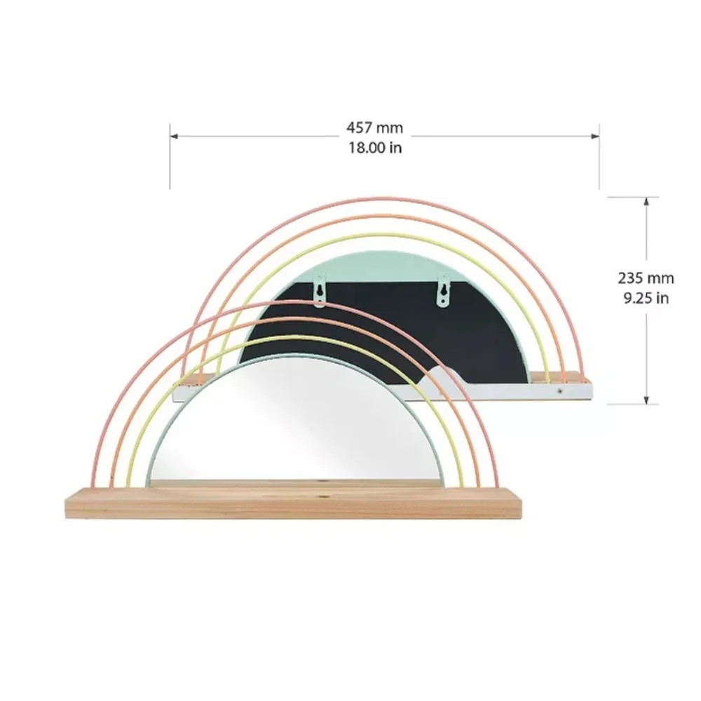 *Black* Half Moon Wall Shelf & Mirror
